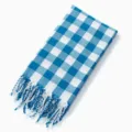 Blue and white checkered Turkish beach towel with fringe, cotton bath towel variant. - 100x180cm+Tassel / Turkish Plaid - Blue