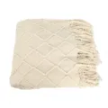 Gestrachte Decke mit Quasten beige Muster fur Sofa Buro Schlafzimmer kuschelig weich warm - Gebrochenes Weiß