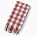 Red and white checkered Turkish beach towel with cotton tassels, soft and absorbent. - 100x180cm+Tassel / Turkish Plaid - Coral