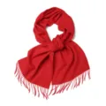 Classic red winter wool scarf for women and men, warm fringed shawl and winter accessory. - 100% Pure Wool - China Red