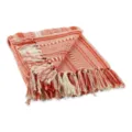 Couverture jeté tissée jacquard bohème avec franges pour belle déco canapé et lit - Rouge