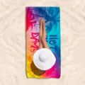 Telo mare vibrante con stampa di palme tropicali, microfibra per vacanza. - Telo mare in microfibra - 4