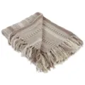 Couverture jeté tissée jacquard à franges marron beige style ethnique pour canapé lit - Kaki