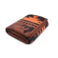 Ethnic geometric woven jacquard wool blanket, cozy warm winter blanket for home. - Flame Brown / 130x160cm
