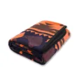 Ethnic geometric woven blanket, orange and dark blue winter warm wool blanket, cozy home decor. - Flame Navy Blue / 130x160cm