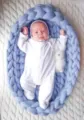 Handgemachte gestrickte Neugeborenen Fotografie Babykorb dicke Stricknest Requisite - Seeblau