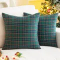 Gruener Karokissenbezug, klassischer Tartan quadratischer Kissenbezug fuer Sofadeko. - 45X45 cm (Ohne Füllung) / Karierte Dekokissen - Grün