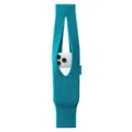 Long knit phone bag detail view, vibrant blue ribbed texture fashion accessory for daily use. - Peacock Green [Short Style 40cm]