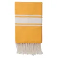 Toalla de playa turca amarilla con rayas blancas y flecos toalla de baño de mezcla de algodón - Rayas anchas turcas amarillo