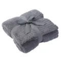 Cozy grey fuzzy throw blanket soft knit plush blanket winter warm sofa bed blanket - Pure Dream - Medium Gray / 100*127 - 500g