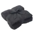 Dark grey plush throw blanket, soft fuzzy fuzzy fleece blanket for sofa bed winter warmth - Pure Dream - Dark Gray / 100*127 - 500g