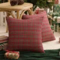 Roter Karokissenbezug Weihnachten Zuhause Sofa Kissen Dekorative Kissenhülle - Karomuster-Kissen - Rot