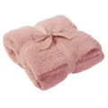 Soft pink fleece blanket with bow ribbon, cozy winter warm fluffy throw for sofa and bed use. - Pure Dream - Dusty Pink / 100*127 - 500g