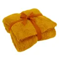 Cozy plush fleece throw blanket for sofa, soft solid color winter warm blanket with ribbon bow. - Pure Dream - Ginger