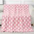 Cozy pink jacquard knit throw blanket featuring cute white ghost patterns for couch decor - Pink Mini Ghost / 127x152 cm - 850g