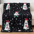 Christmas ghost knitted throw blanket cozy black fuzzy blanket for couch and bed winter decor - Lint-Free Ghost Blanket - Snowman Ghost / 127x152 cm - 850g