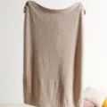 Plush Throw Blanket Beige Solid Color Knitted Soft Warm Sofa Bed Blanket Cozy Winter Style - Pure Dream - Khaki