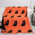Halloween ghost fuzzy throw blanket orange black soft plush cozy winter warm couch bed decor - Lint-Free Ghost Blanket - Orange / 127x152 cm - 850g
