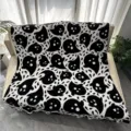 Black and white cute ghost pattern knit throw blanket, cozy sofa blanket variant. - Non-Shedding Tadpole Ghost Blanket - Black & White / 127x152 cm - 850g