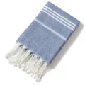 Telo mare turco jacquard rombi blu bianco tessuto frangia coperta da bagno spugna - Blu zaffiro