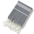 Telo mare turco in jacquard a rombi coperta da spiaggia in cotone tessuto con nappe a frange decorative. - Nero