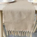Linen table runner with handmade tassels for home dining table and tea table decoration. - 33X160cm / Beijing Linen