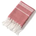 Asciugamano turco in jacquard rosso e bianco con frange, dettaglio coperta da spiaggia. - Rosso