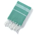 Telo mare jacquard turco verde, morbido asciugamano da bagno in poliestere con frange. - Verde Scuro
