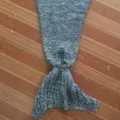 Coperta a coda di sirena in lana lavorata a maglia, comoda e calda per il divano di casa. - Neonato 90x50cm / Grigio
