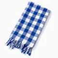 Meraviglioso telo mare in cotone a quadretti blu e bianco con eleganti frange. - 100x180cm+Nappa / Quadri turchi - blu reale