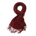 Solid color burgundy wool winter scarf with fringe warm classic fashion accessory for women - 100% Pure Wool - Wine Red