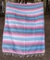 Mexican geometric striped woven blanket, colorful beach blanket, picnic mat, tassel throw blanket. - Pink And Light Blue / 35*200cm