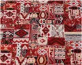 Thick jacquard fabric ethnic geometric pattern red black material for clothing and bags. - Red