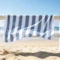 Telo mare turco a righe blu e bianche con frange, asciugamano da bagno in cotone per estate. - Blu Zaffiro / 70*140 + Nappe 10*2 [300 g]