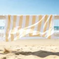 Telo mare turco a righe gialle e bianche, morbido asciugamano da bagno con frange per lo sport. - Giallo Pallido / 70*140 + Nappe 10*2 [300 g]