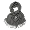 Écharpe en laine de couleur unie pour l'automne et l'hiver, châle chaud à franges grises. - 100% pure laine - Gris foncé
