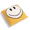 Yellow knitted smiley face throw pillow cover soft plush cushion case for sofa decor - 45x45cm / Large Smiley Face Throw Pillow - Yellow