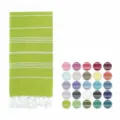 Turkish beach towel with fringe and woven striped design in fruit green color variant. - Turkish Striped - Lime Green