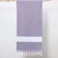 Purple and white diamond Turkish beach blanket with fringes, classic woven jacquard pattern design. - 100x180cm / Turkish Rhombus - Purple