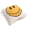 A-Class baby half-velvet smiley pillow, soft knitted jacquard sofa cushion cover home decor. - 45x45cm / Big Smiley Face Throw Pillows - Beige