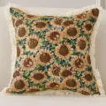 Vintage amerikanischer Landhausstil Sonnenblumen Jacquard Kissen mit stilvollem Fransenrand - 45*45cm (Ohne Kern) / Sonnenblume