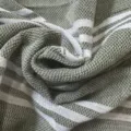 Olive green and white striped Turkish beach towel, woven cotton blanket, soft textile. - Turkish Horizontal Stripes - Army Green