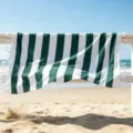Telo mare turco a righe verde e bianco con frange per vacanze estive e relax in spiaggia. - Verde Scuro / 70*140 + Nappe 10*2 [300 g]