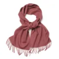 Écharpe unie en laine hiver chaud franges écharpe douce confortable automne mode accessoire - 100 % pure laine - Vieux rose