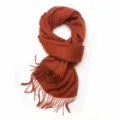 Écharpe unie en laine terracotta pour femme et homme, châle chaud d'hiver avec franges. - 100 % pure laine - Orange brun