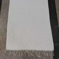 White cotton Turkish beach towel with tassels, lightweight woven blanket for outdoor use. - Turkish Towel - Solid White
