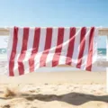 Telo mare turco a righe rosse e bianche con frange, morbido asciugamano in poliestere. - Rosso / 70*140 + Nappe 10*2 [300 g]