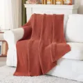 Gebreide woondeken voor bank, gezellige acryl decoratieve sprei deken voor woonkamer inrichting. - Perzik