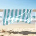 Telo mare turco a righe con frange turchese bianco asciugamano da bagno in cotone estate - Blu lago / 70*140 + Nappe 10*2 [300 g]