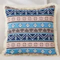 Böhmischer geometrisch gewebter Kissenbezug mit Fransen dekoratives Sofakissen Bett - 45*45cm (Ohne Kern) / Böhmisch Rosa Blau